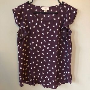 Purple Short Sleeve Loft Blouse